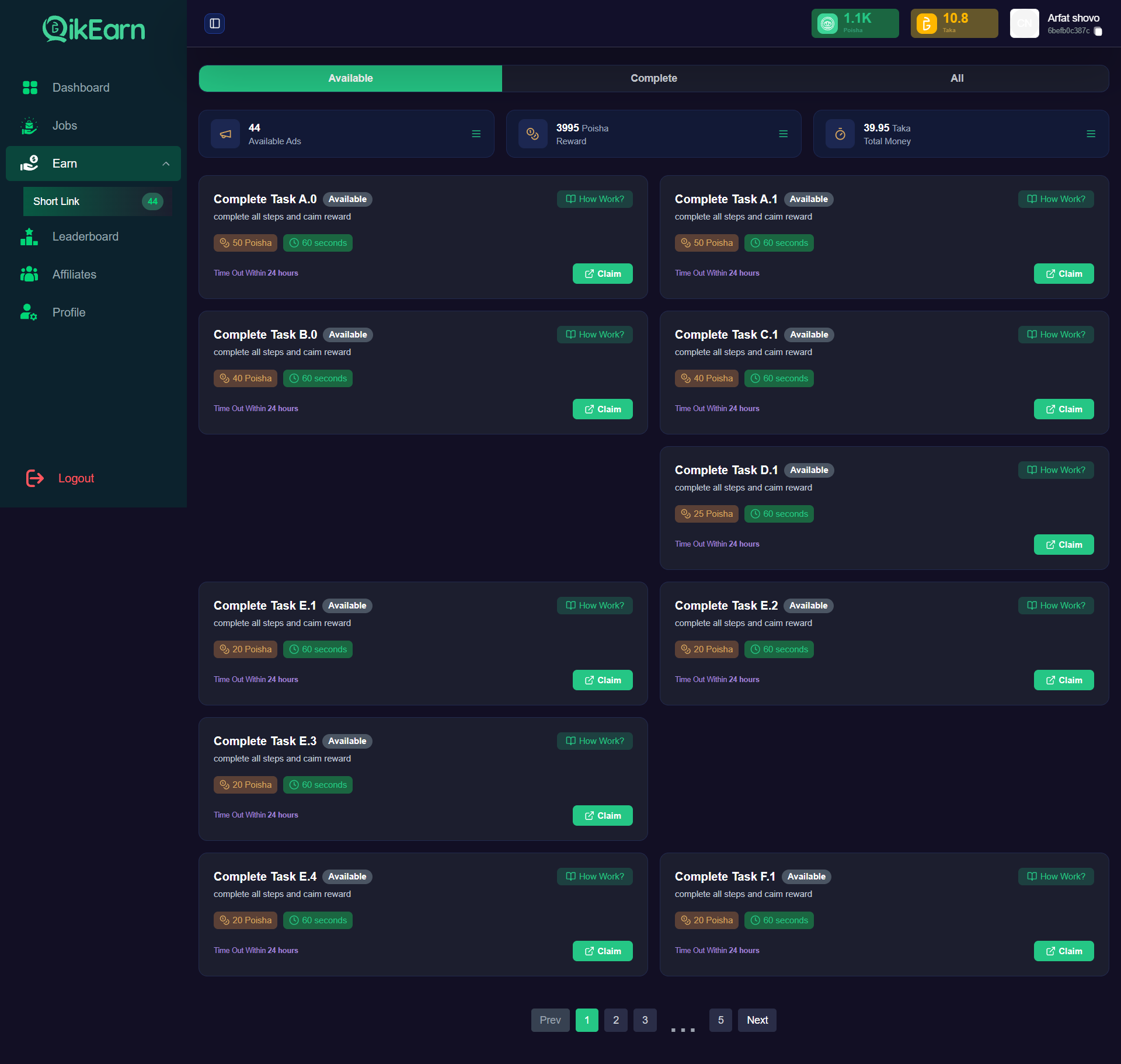 QikEarn — Earn via Short Link Tasks